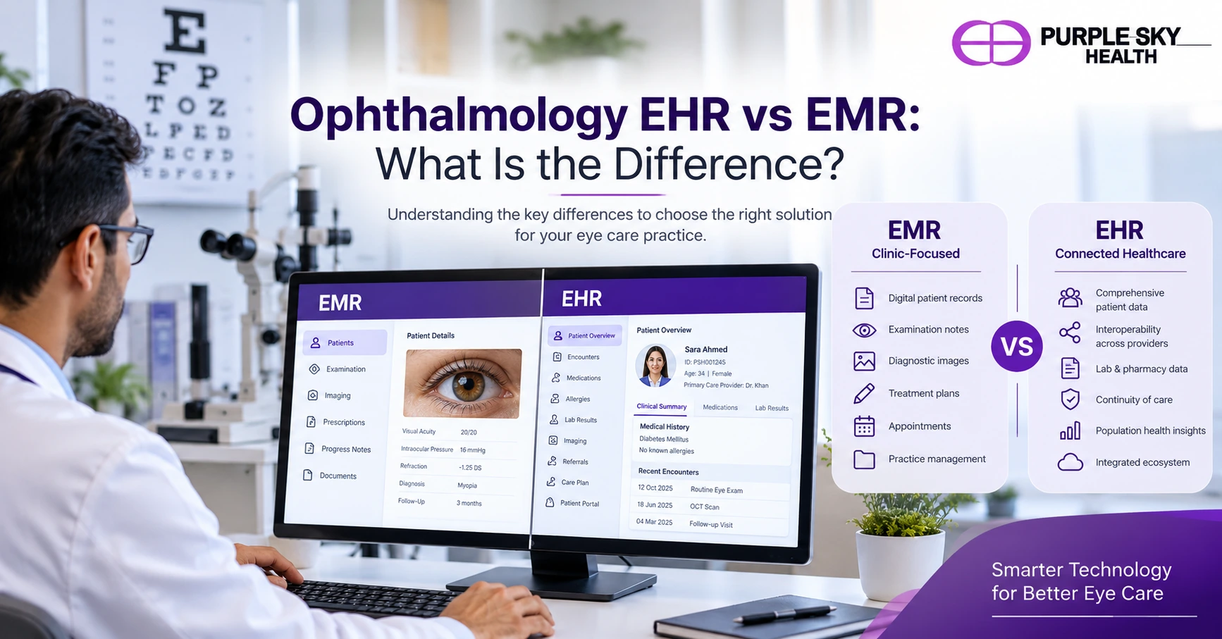 Ophthalmology EHR vs EMR software for digital eye care